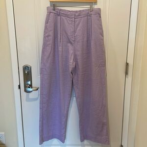Abercrombie Sloane Tailored Linen-Blend Pant in Lilac - size L Long